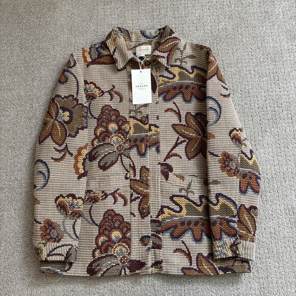 Sezane Jackets & Blazers - Sezane Will Jacket Jacquard Wisteria Brown Floral Women’s Sz Large Button NWT